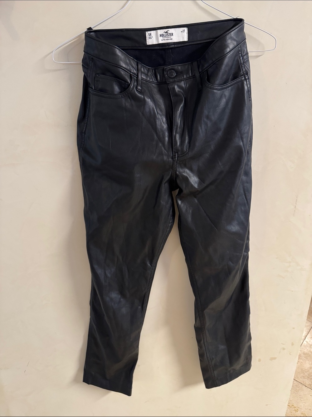 Hollister Men's Black Skinny Faux Leather Jeans
